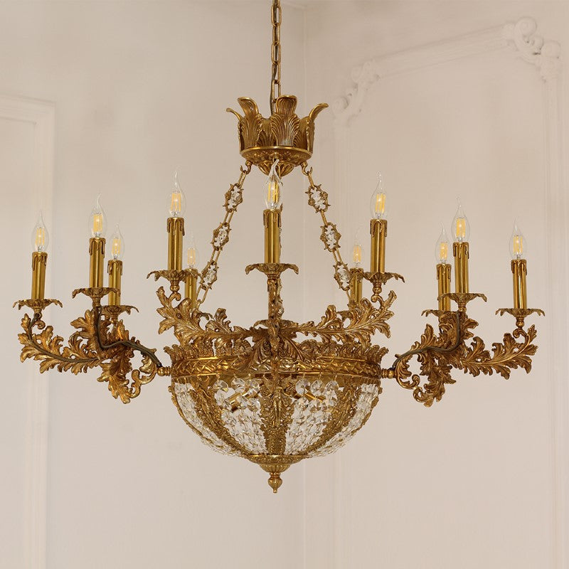 41X30 Inch 16 Lights French Empire Style Brass and Crystal Chandelier Light-铜灯-Jecanoli