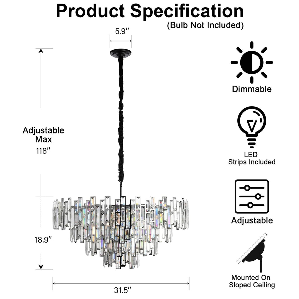 Modern Round K9 Crystal Chandelier