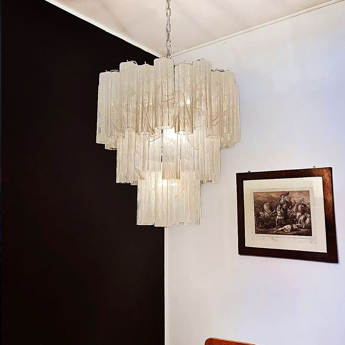 48-Tube Alabaster Chandelier, White