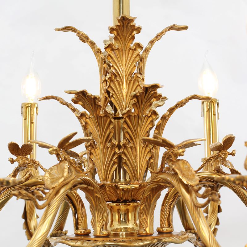 28X22 Inch 6 Lights European French Copper Chandelier Light for Bedroom/ Living Room-铜灯-Jecanoli