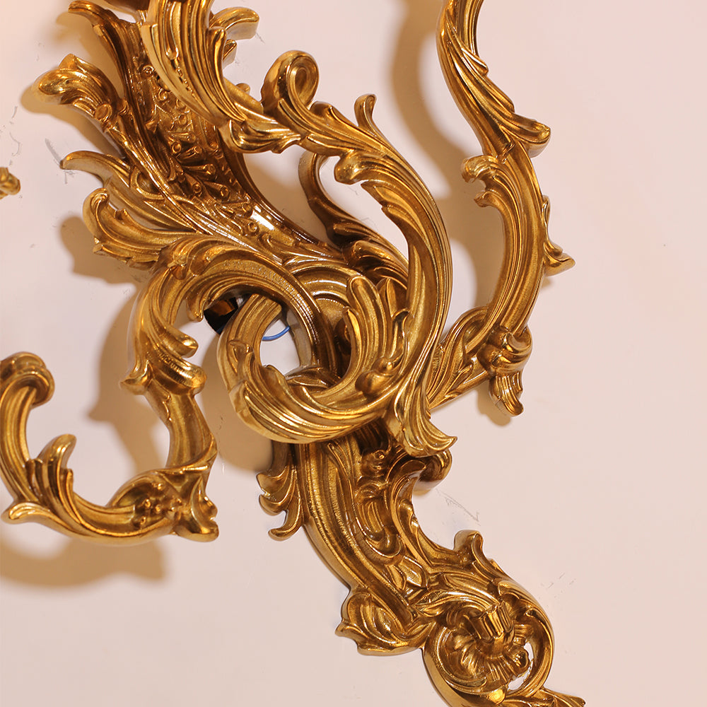 3 Lights French Retro Brass Wall Lamp Indoor Decorative Copper Wall Sconce-壁灯-Jecanoli