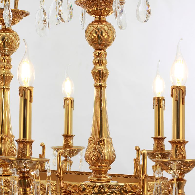 36 Inch Linear Chandelier French Empire Style Brass and Crystal Dining Chandelier-铜灯-Jecanoli