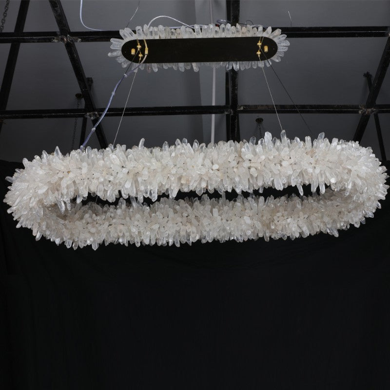 47'' Oval Modern Clear Geode Quartz Crystal Chandelier for Dining Room-现代灯-Jecanoli