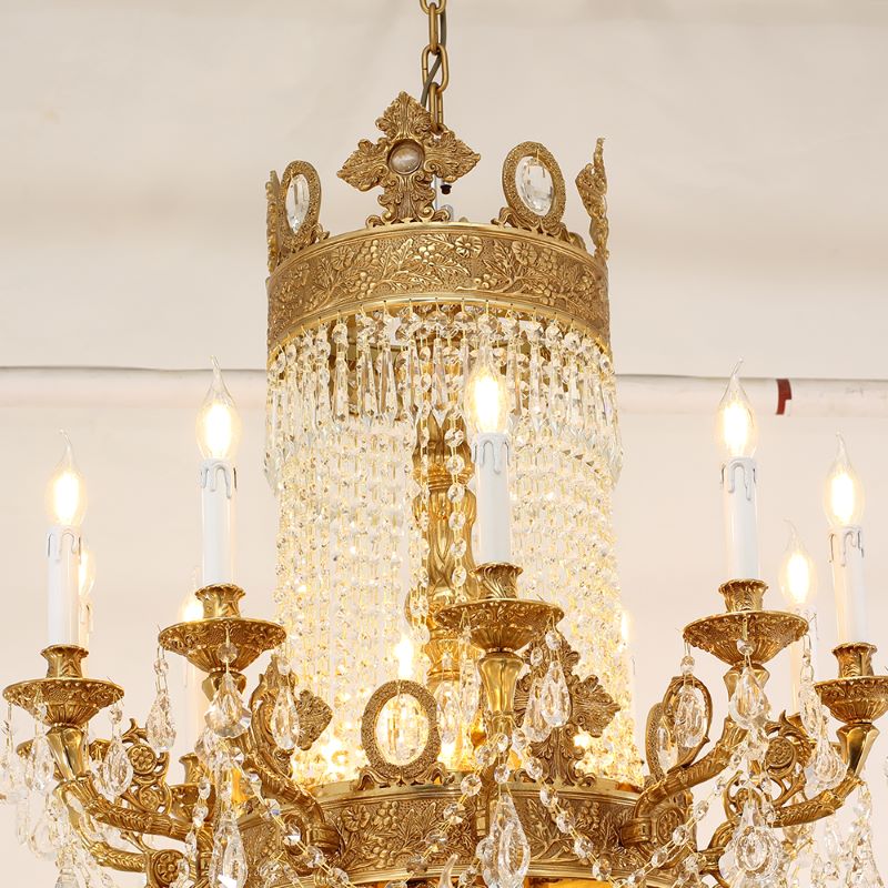 51X67 Inch 42 Lights Big French Empire Brass and Crystal Chandelier for Foyer-大吊灯-Jecanoli