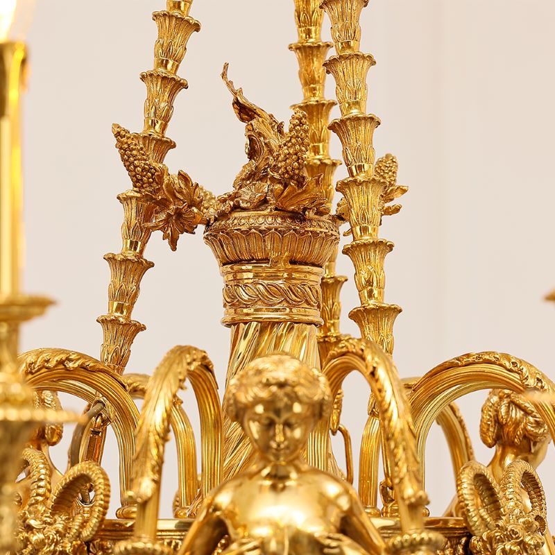 35X41 Inch 9 Lights Baroque Style Cast Copper Angles Antique French Empire Brass Chandelier-铜灯-Jecanoli
