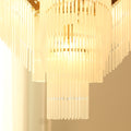 Sleek Small Modern Art Deco Brass & Glass Chandelier 19'' W x 27'' H – Perfect for Living Room Entryway Bedroom-铜灯-Jecanoli