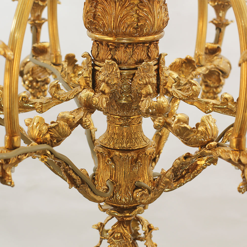 26X30 Inch 6 Lights Small Baroque Style Antique Copper Chandelier-铜灯-Jecanoli