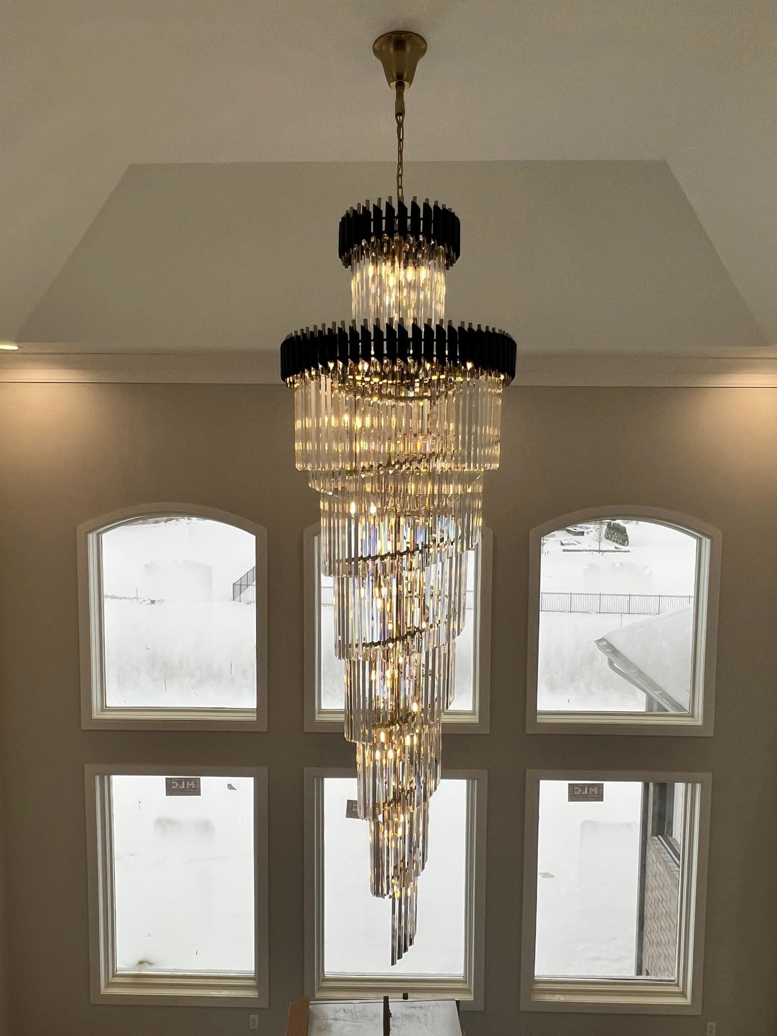 Classic Large Multi-layered Spiral Crystal Chandelier for Foyer/ Staircase