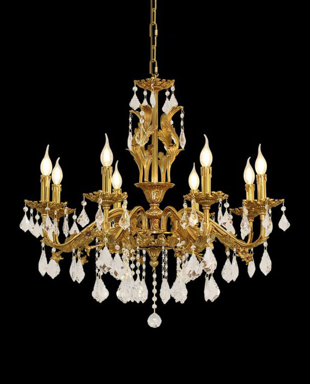 31X31 Inch 8 Lights Small Candle Style Brass and Crystal Chandelier Lighting for Living Room-铜灯-Jecanoli
