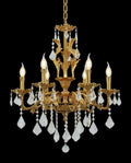 24X31 Inch 6 Lights Small Candle Style Brass and Crystal Chandelier Lighting for Bedroom-铜灯-Jecanoli