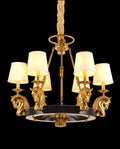 30X28 Inch 6 Lights Rococo Stype Cast Horse Head Antique Copper Chandelier Light-铜灯-Jecanoli
