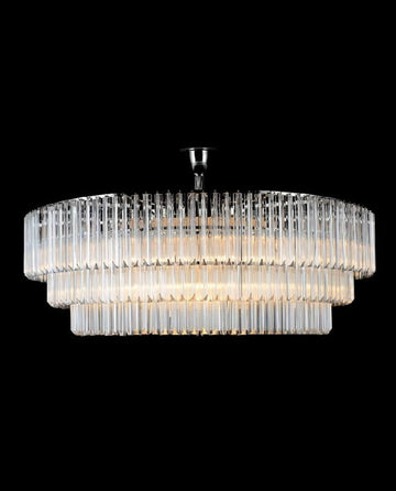 3 Tier Round Glass Chandelier 55"W 22"H-大吊灯-Jecanoli