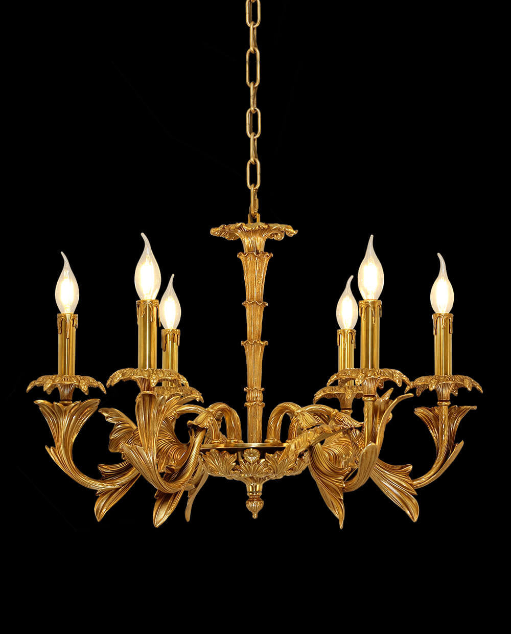 26X20 Inch 6 Lights Baroque Style European Antique Copper Chandelier-铜灯-Jecanoli
