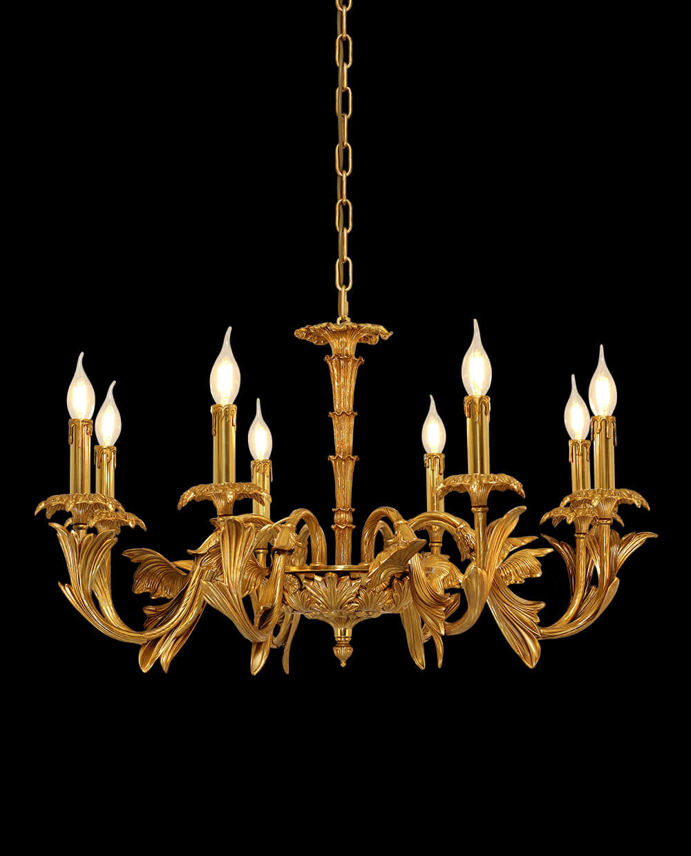 33X20 Inch 8 Lights Baroque Style European Antique Copper Chandelier-铜灯-Jecanoli