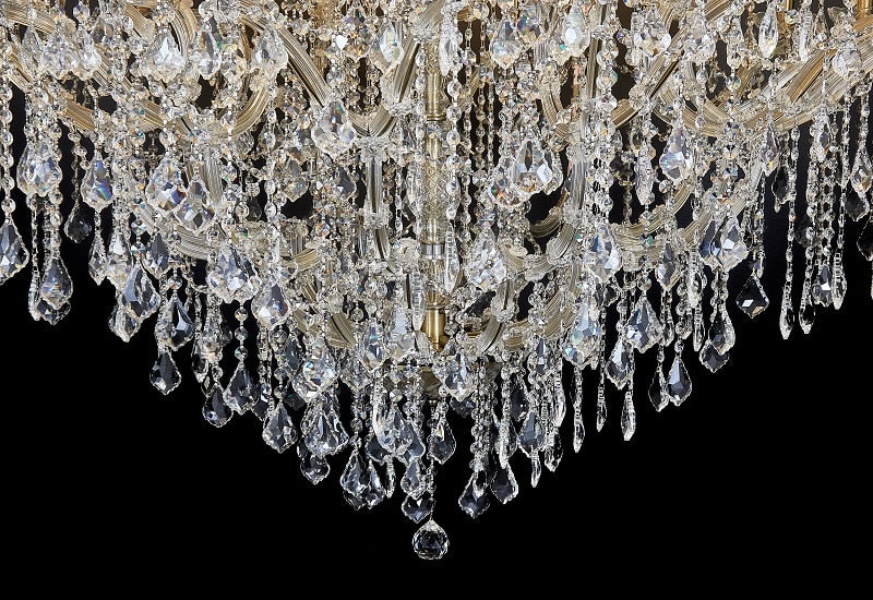 Antique Brass Maria Theresa Crystal Chandelier 55"W 59"H-大吊灯-Jecanoli