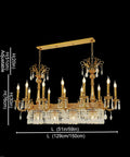 59 Inch Linear Chandelier French Empire Style Brass and Crystal Dining Chandelier-铜灯-Jecanoli
