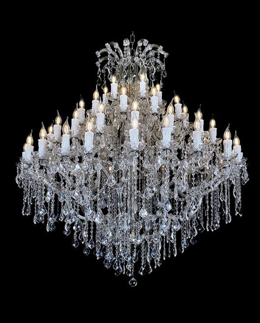 Antique Brass Maria Theresa Crystal Chandelier 55"W 59"H-大吊灯-Jecanoli