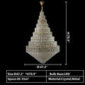 Oversized Multi-layers Honeycomb Luxury Crystal Chandelier in Gold Finish for Big Hallway/Foyer/Entryway-Jecanoli