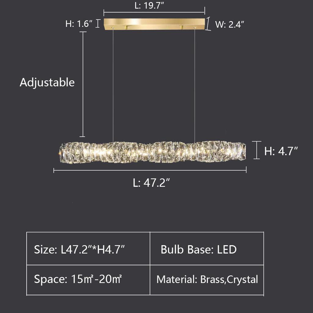 L47.2"*H4.7" chandelier,chandeliers,long table,big table,kitchen island,dining table,round table,crystal,gold,brass,metal,chain,adjustable