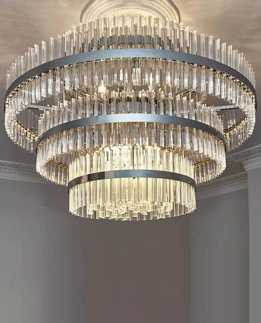 Four Tier Modern Glass Chandelier 43"W 35"H-大吊灯-Jecanoli