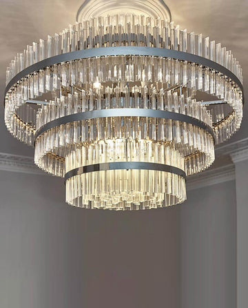 Four Tier Modern Glass Chandelier 43"W 35"H-大吊灯-Jecanoli