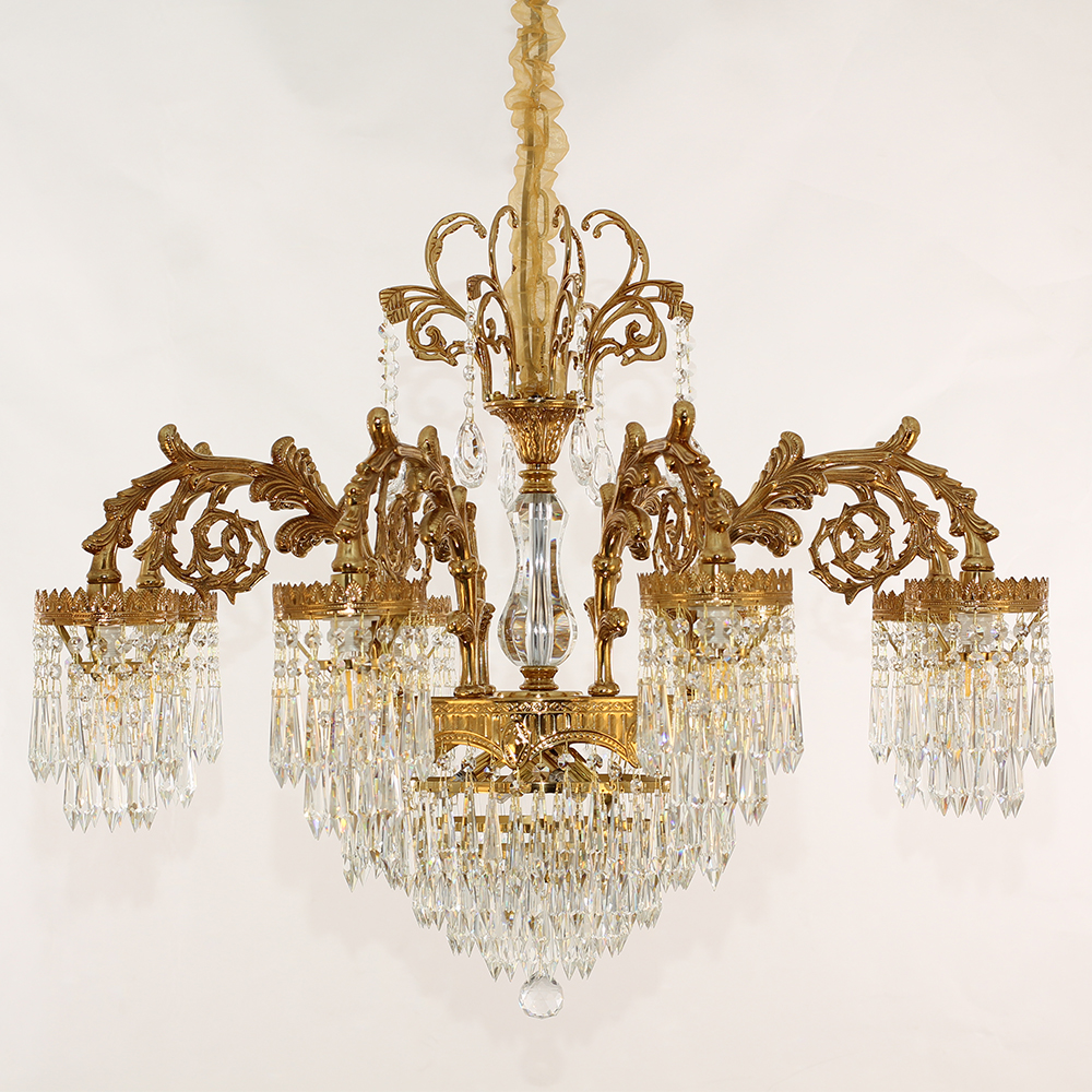 33 Inch Wide French Empire Style Brass Crystal Chandelier Gold Living Room Chandelier-铜灯-Jecanoli