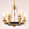 30X28 Inch 6 Lights Rococo Stype Cast Horse Head Antique Copper Chandelier Light-铜灯-Jecanoli