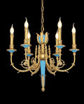 26X23 Inch 6 Lights Rococo Style Antique Copper Chandelier Small Blue Bedroom Chandelier-铜灯-Jecanoli