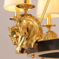 30X28 Inch 6 Lights Rococo Stype Cast Horse Head Antique Copper Chandelier Light-铜灯-Jecanoli