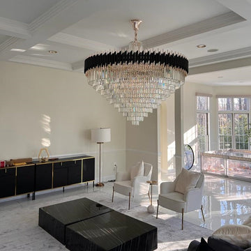 60 Inch Luxury Modern Round Crystal Chandelier Lighting for Living Room-大吊灯-Jecanoli