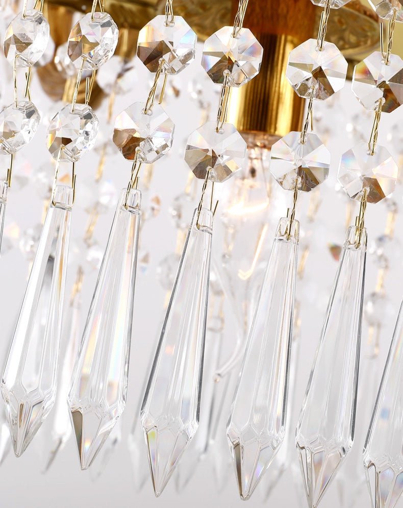 43 Inch Linear Chandelier French Empire Style Brass and Crystal Dining Chandelier-铜灯-Jecanoli