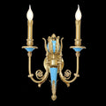 2 Lights Rococo Style Brass Wall Lamp Blue/ Pink Color-壁灯-Jecanoli