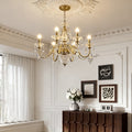 Six Brass Arms Classical Crystal Chandelier Small Gold Chandelier for Bedroom 26X26 Inch-铜灯-Jecanoli
