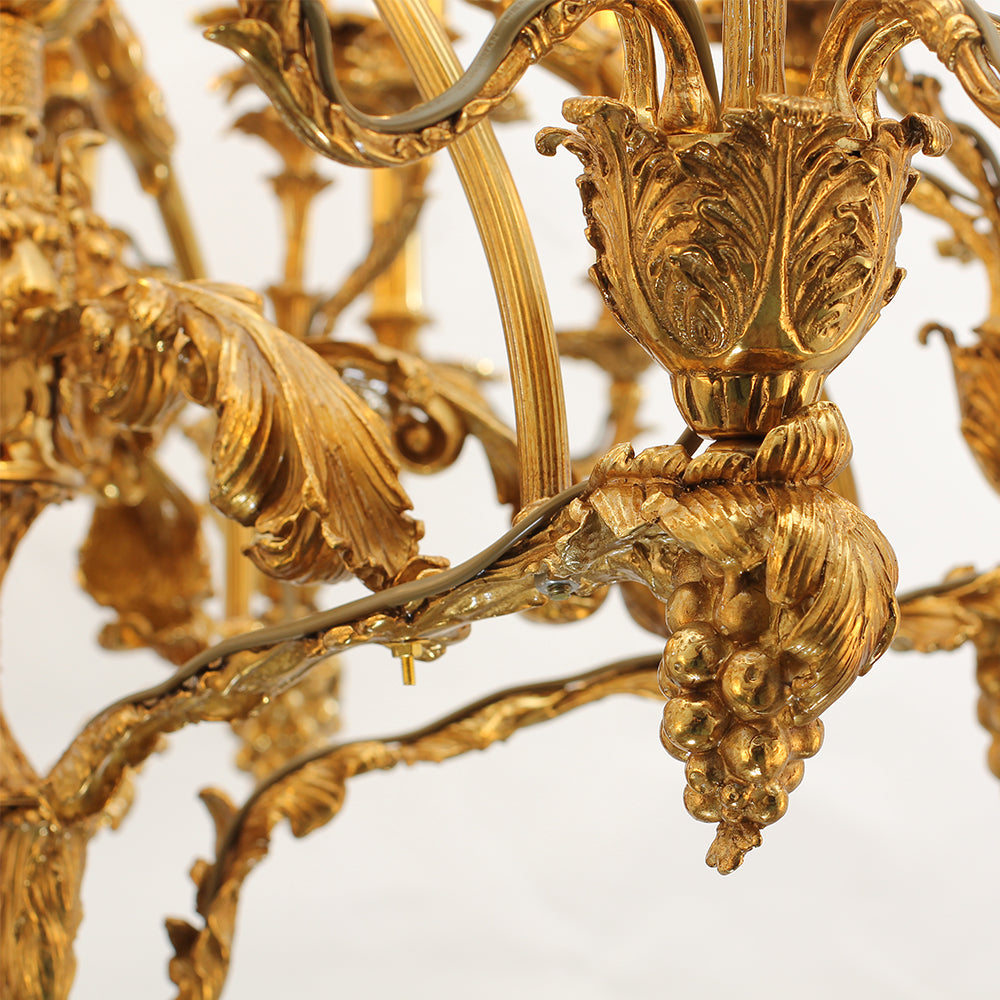 47X39 Inch 36 Lights Baroque Style Antique Brass Chandelier-大吊灯-Jecanoli