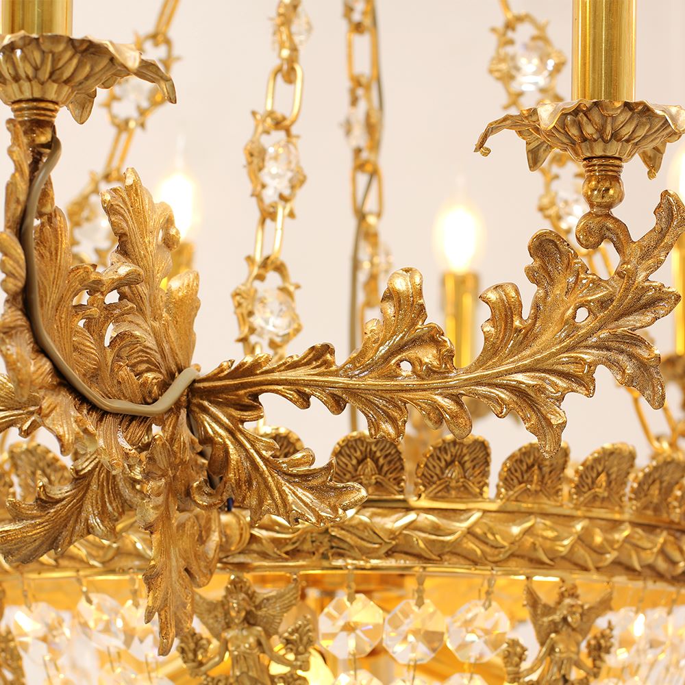 47X31 Inch 20 Lights French Empire Style Brass and Crystal Chandelier Light-铜灯-Jecanoli