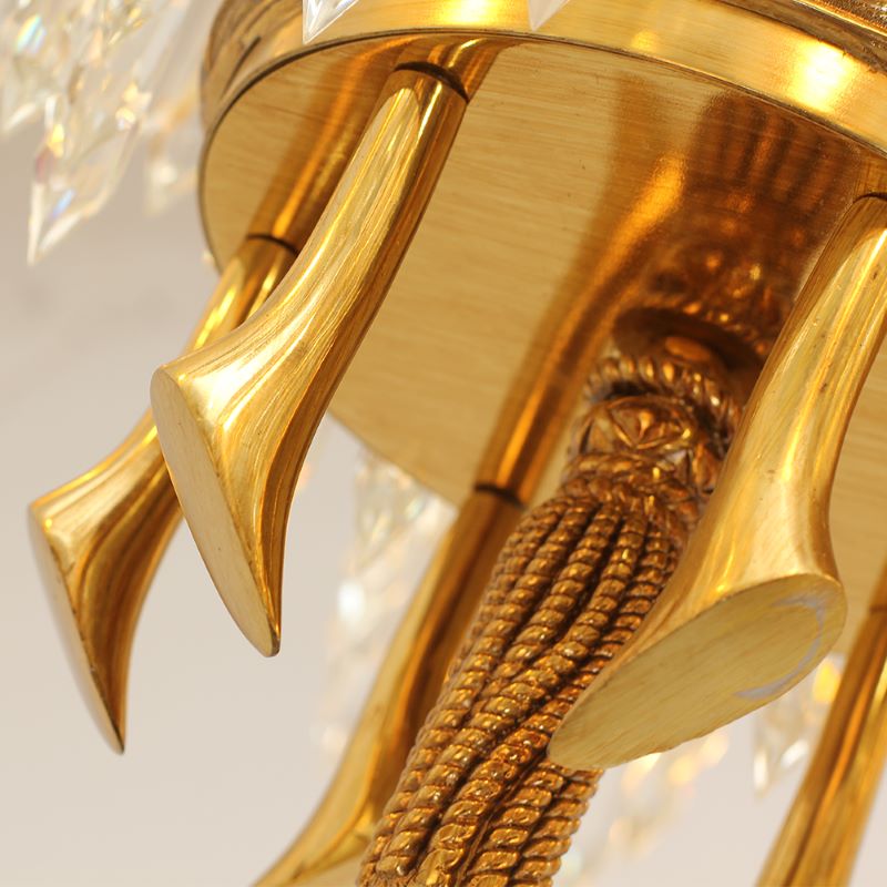 21 Inch Wide 1 Layer Palm Tree Brass and Crystal Chandelier-铜灯-Jecanoli