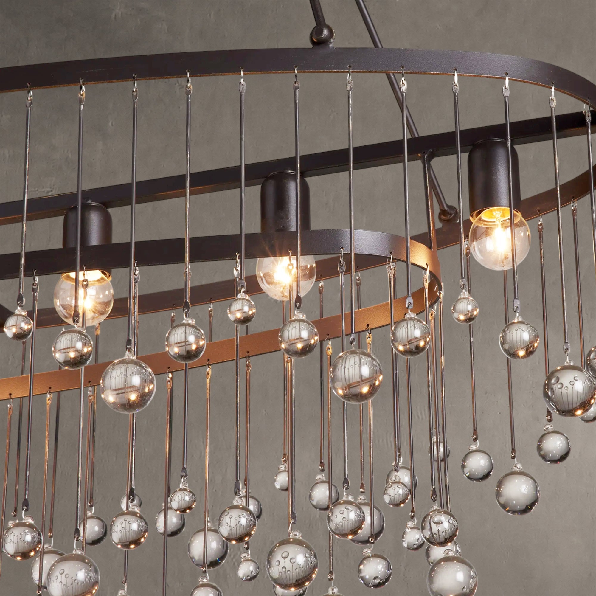 Aubrey Oval Crystal Ball 7 Light Chandelier