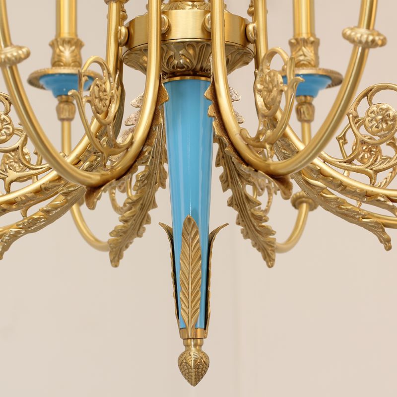 30X23 Inch 8 Lights Rococo Style Small Antique Copper Chandelier for Bedroom-铜灯-Jecanoli
