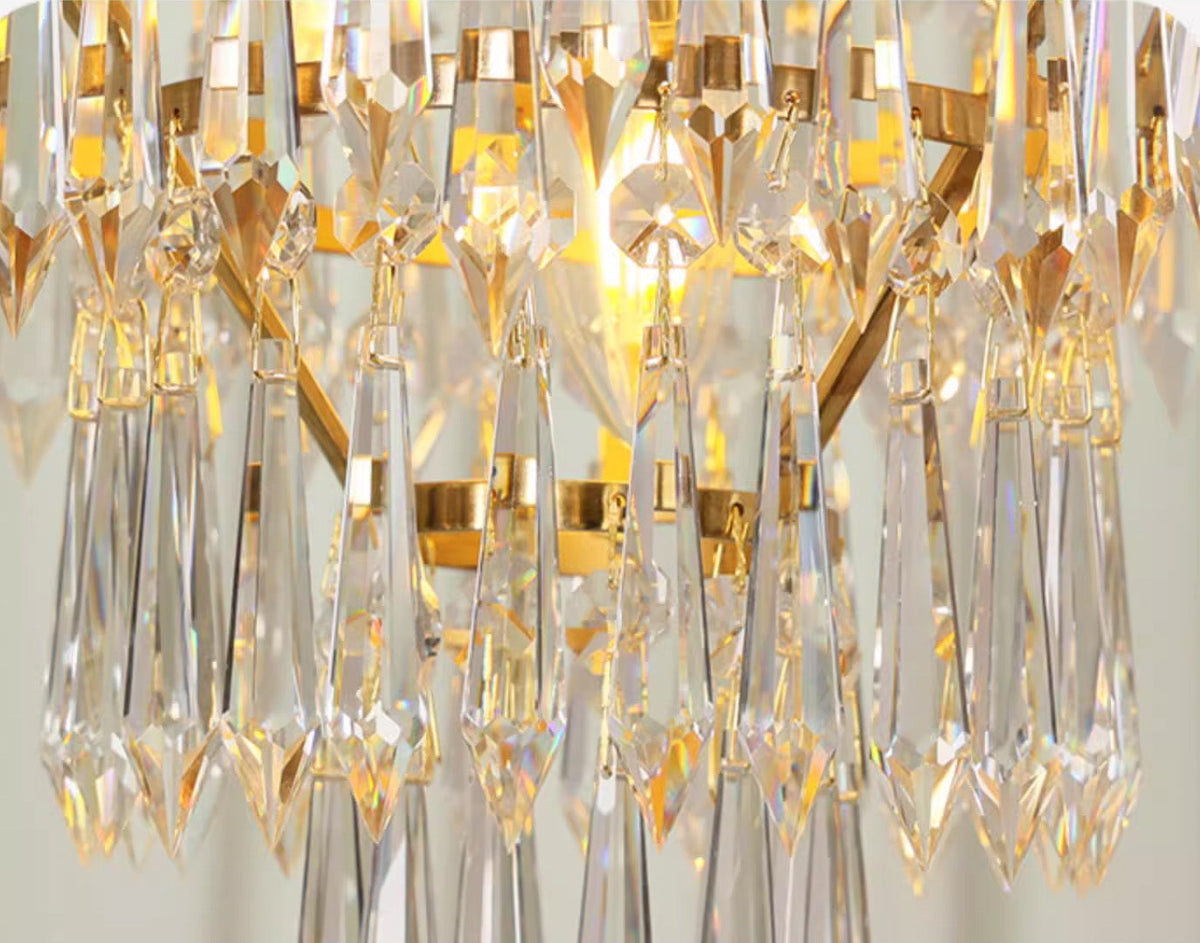 10 Inch Mini Chandelier Antique Brass and Crystal Lighting for Hallway-铜灯-Jecanoli