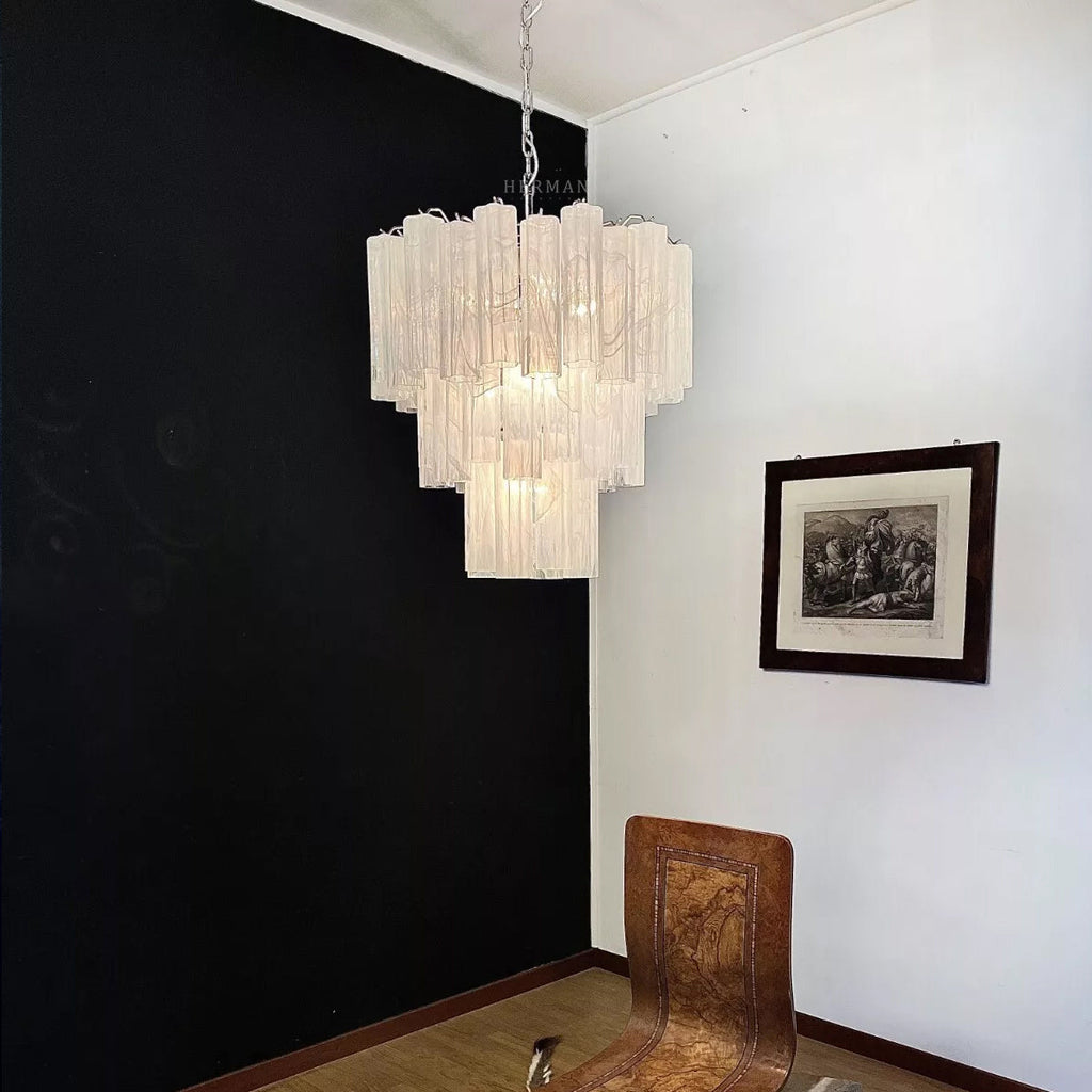 48-Tube Alabaster Chandelier, White