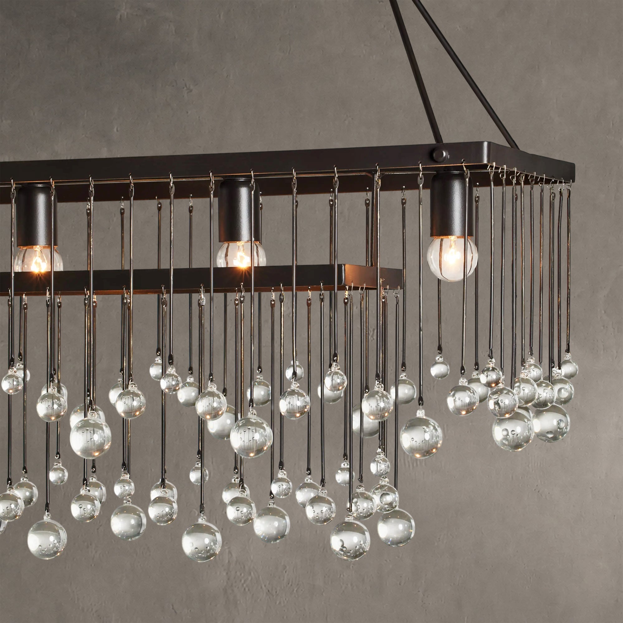 Aubrey Crystal Ball Rectangular Chandelier 47'' 60''