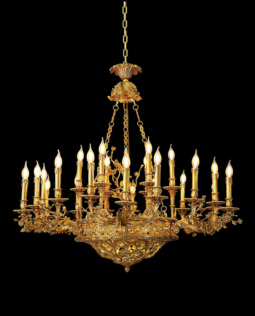 47X43 Inch Baroque Style Antique French Palace Copper Chandelier-大吊灯-Jecanoli