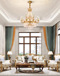 Stunning 39'' W x 43'' H Two Tier French Empire Chandelier – Antique Brass & Crystal for Formal Living Room Foyer Dining Room-铜灯-Jecanoli