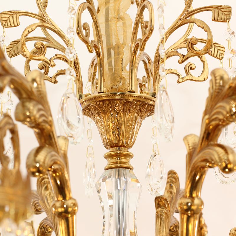 37 Inch Wide French Empire Style Brass Crystal Chandelier Gold Living Room Chandelier-铜灯-Jecanoli