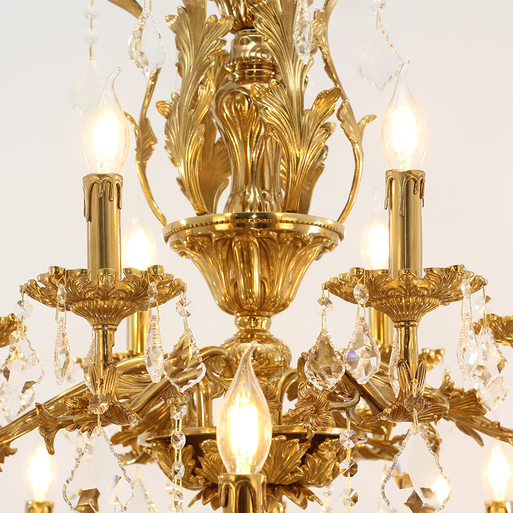 51X68 Inch 30 Lights Tiered Brass and Crystal Chandelier for Foyer-大吊灯-Jecanoli