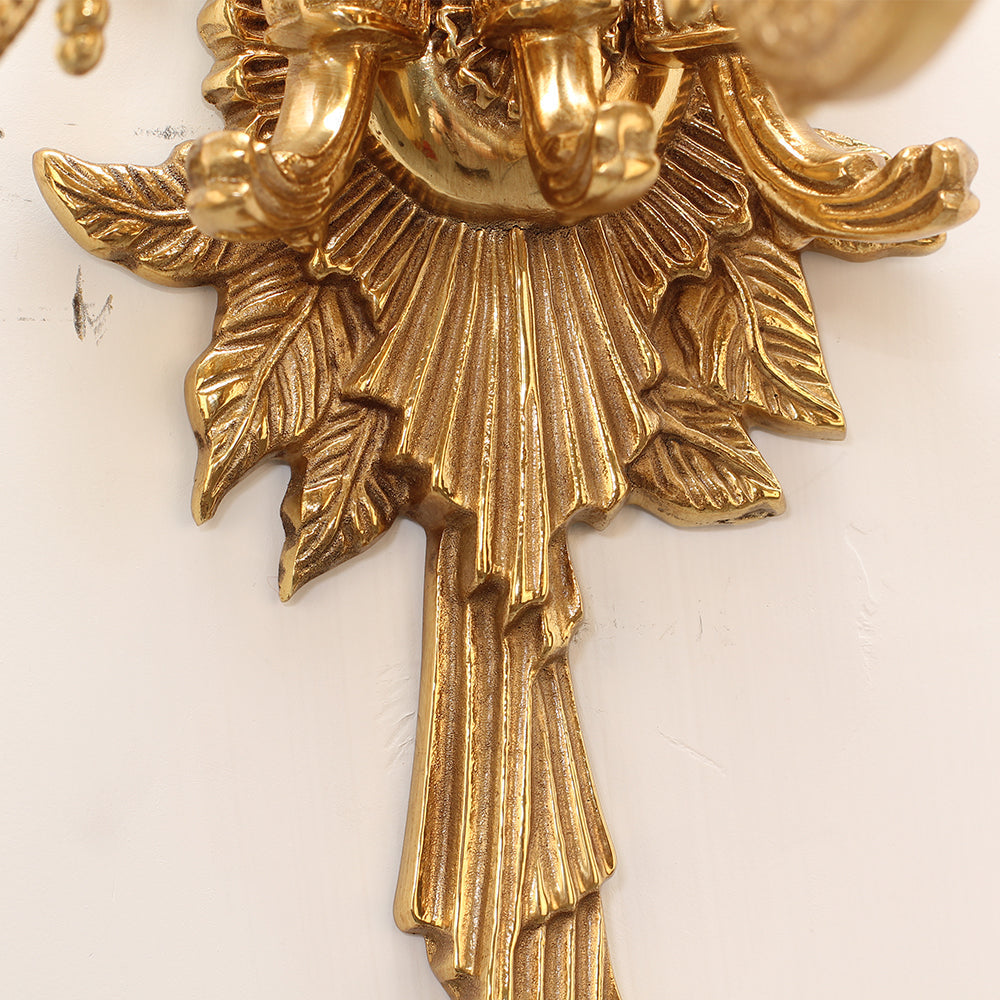 41 Inch Tall French Retro Brass Wall Sconce 5 Lights European Style Copper Wall Lamp-壁灯-Jecanoli