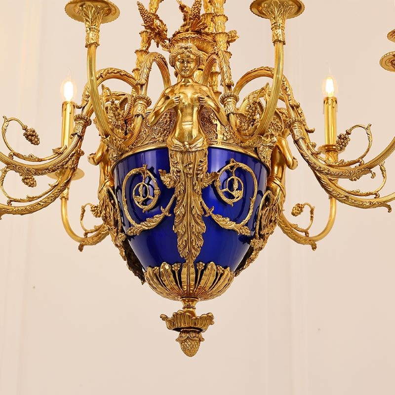 35X41 Inch 9 Lights Baroque Style Cast Copper Angles Antique French Empire Brass Chandelier-铜灯-Jecanoli