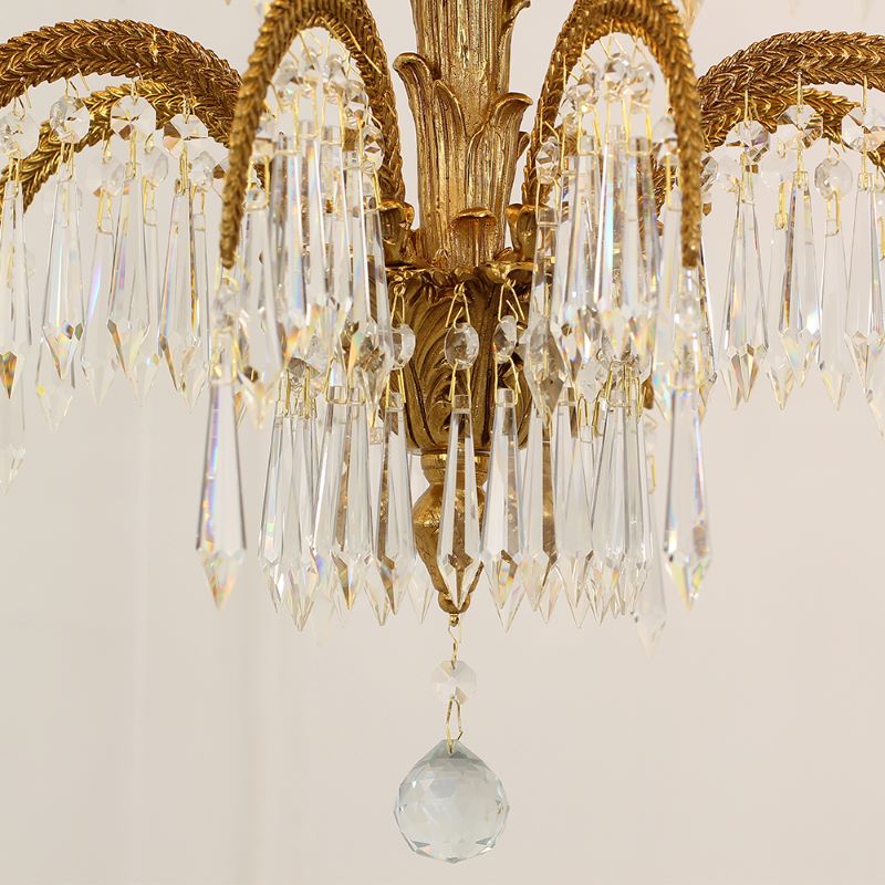 39X35 Inch Wide 3-Layer Big Brass Palm Tree Gold Crystal Chandelier for Entrance/ Foyer-铜灯-Jecanoli