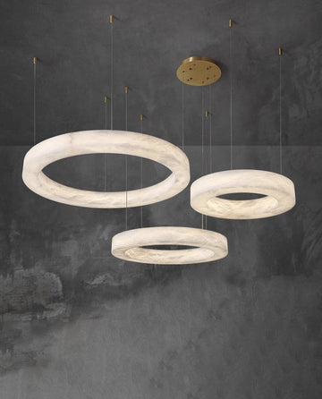 24''/ 31.5''/ 40'' Single Ring Modern Alabaster Chandelier Lighting-现代灯-Jecanoli