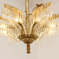 22 Inch Wide 1 Layer Small Brass Palm Tree Crystal Chandelier Light for Bedroom-铜灯-Jecanoli